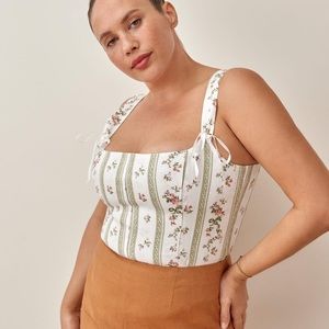 Reformation Minton Heath Floral Linen Top Size 4